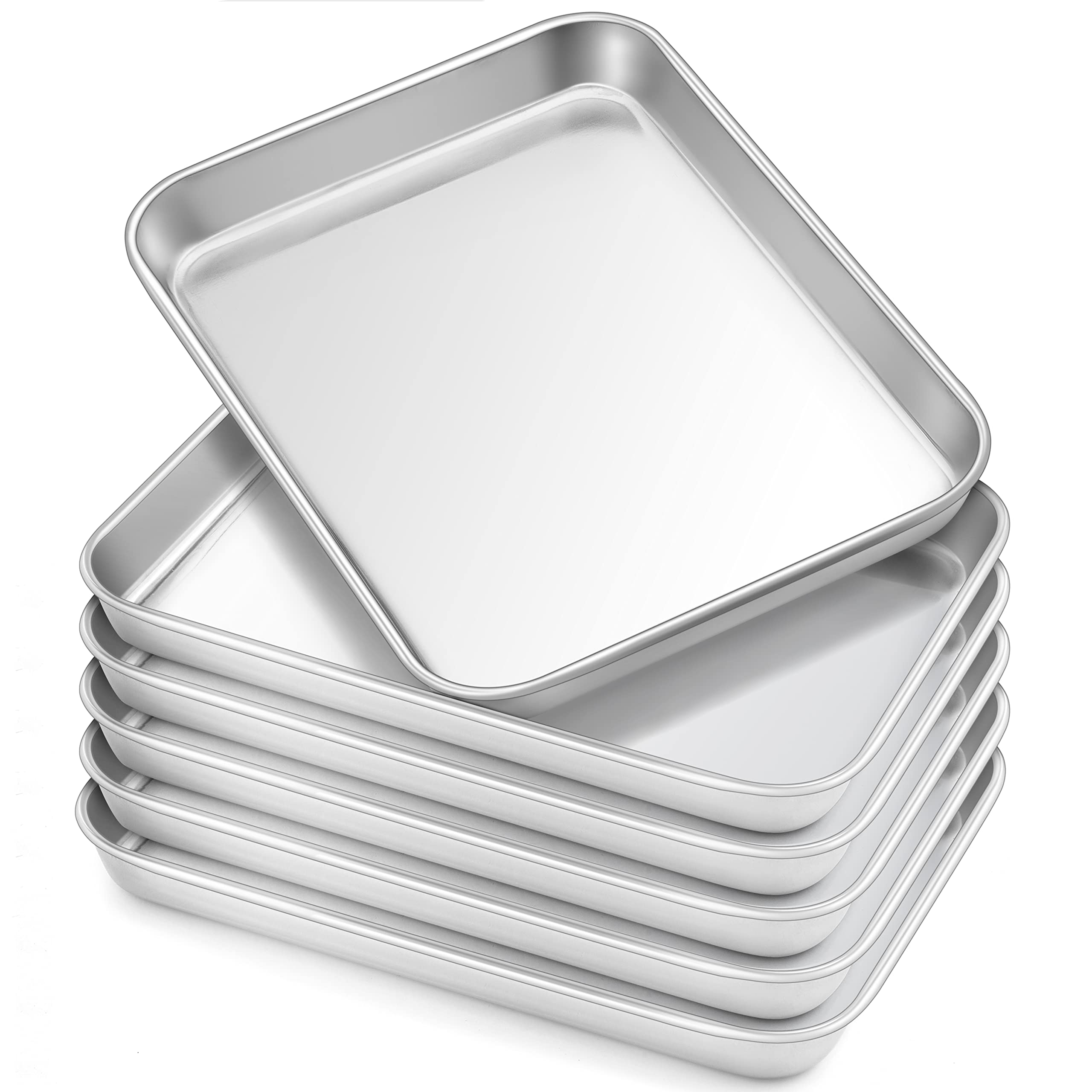 HaWare Stainless Steel Kids Plates – 6-Piece Toddler Dinner Plates 7.3" x 5.3" x 0.8", Non-Toxic & Reusable, Oven & Dish