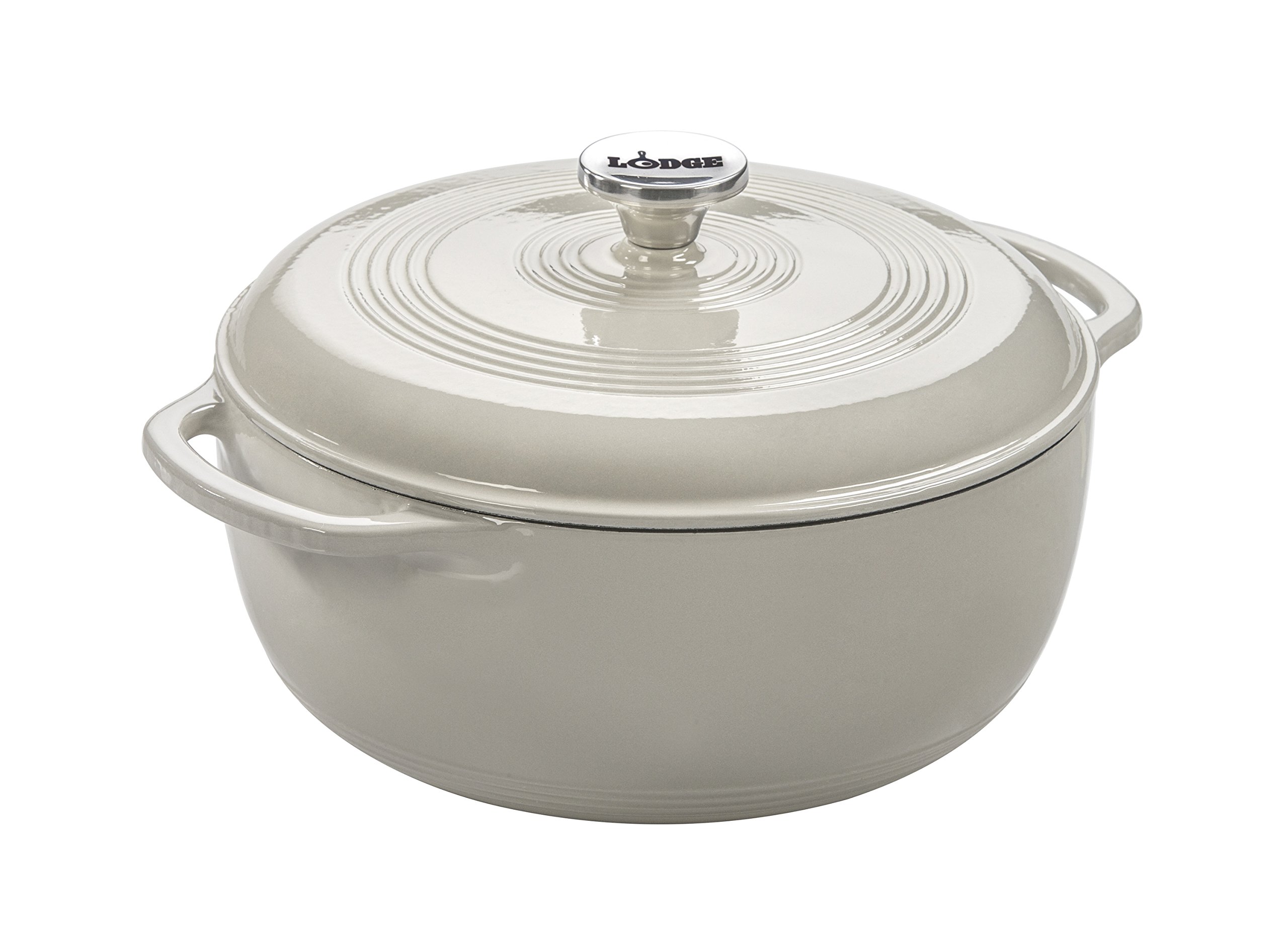 Lodge 6-Quart Enameled Cast Iron Dutch Oven — Oven-Safe to 500°F & Stovetop Compatible, Oyster White