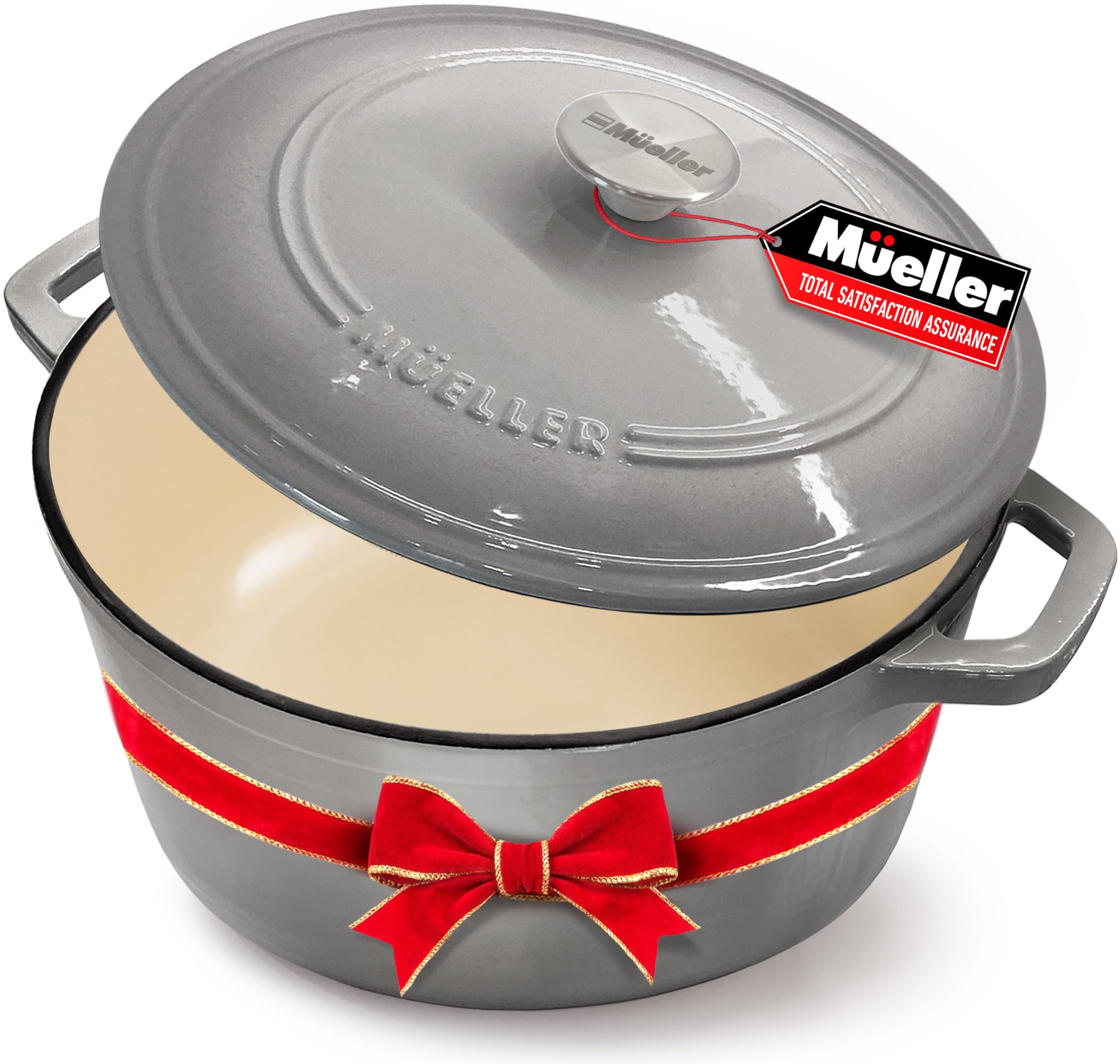 Mueller 6-Quart Enameled Cast Iron Dutch Oven — Heavy-Duty Casserole & Braiser with Lid